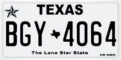 TX license plate BGY4064