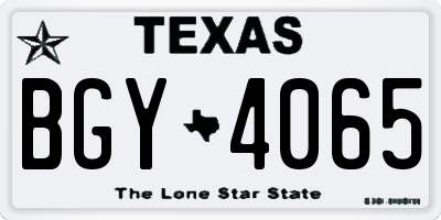 TX license plate BGY4065