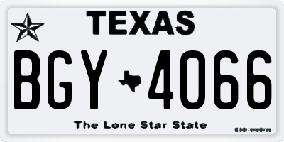 TX license plate BGY4066