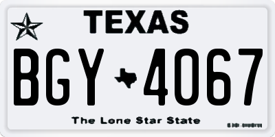 TX license plate BGY4067