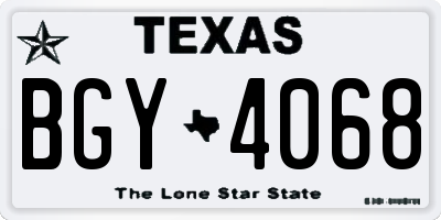 TX license plate BGY4068