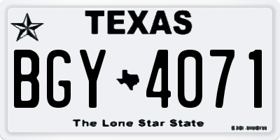TX license plate BGY4071