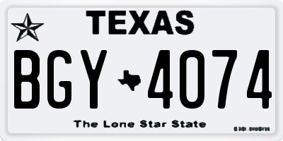 TX license plate BGY4074
