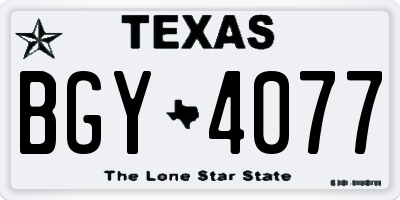 TX license plate BGY4077