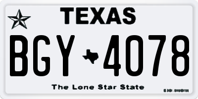 TX license plate BGY4078