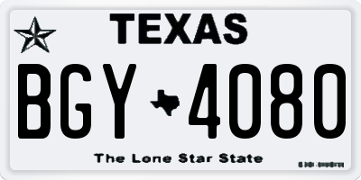 TX license plate BGY4080