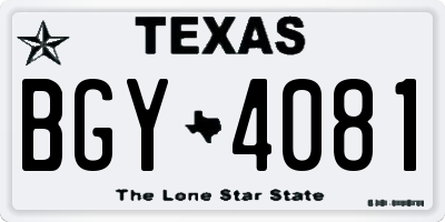TX license plate BGY4081