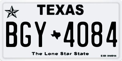 TX license plate BGY4084
