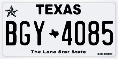 TX license plate BGY4085