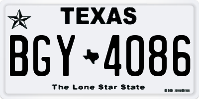 TX license plate BGY4086