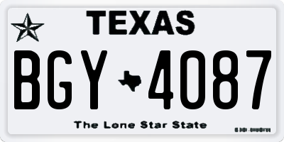 TX license plate BGY4087