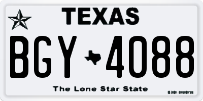 TX license plate BGY4088