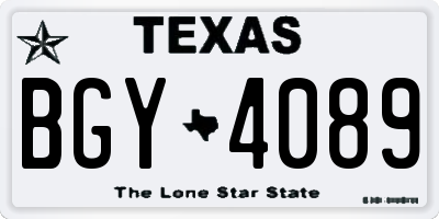 TX license plate BGY4089