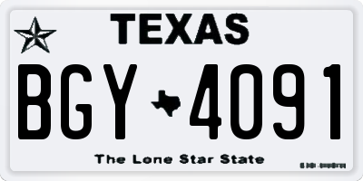 TX license plate BGY4091