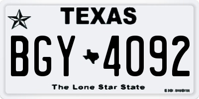TX license plate BGY4092