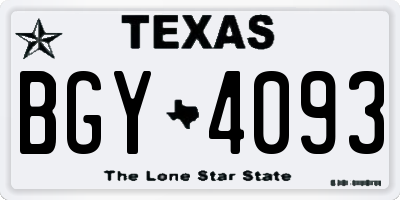 TX license plate BGY4093