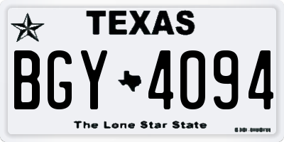 TX license plate BGY4094
