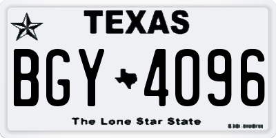 TX license plate BGY4096