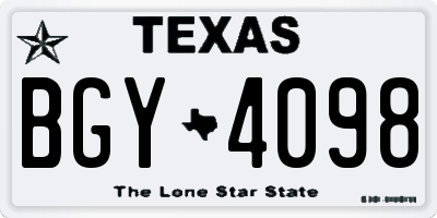 TX license plate BGY4098