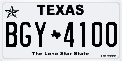 TX license plate BGY4100