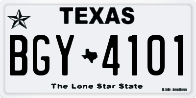 TX license plate BGY4101