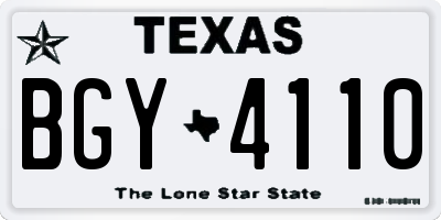 TX license plate BGY4110