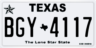 TX license plate BGY4117