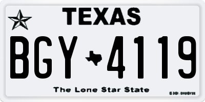TX license plate BGY4119