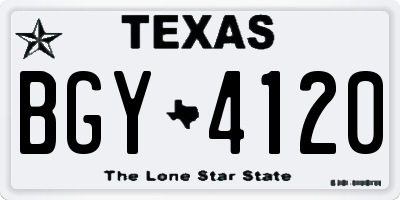 TX license plate BGY4120