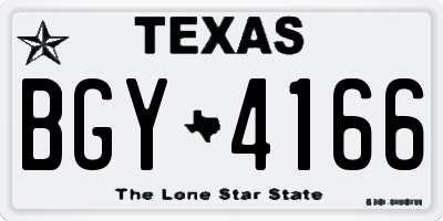 TX license plate BGY4166