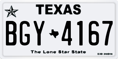 TX license plate BGY4167