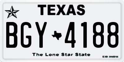 TX license plate BGY4188