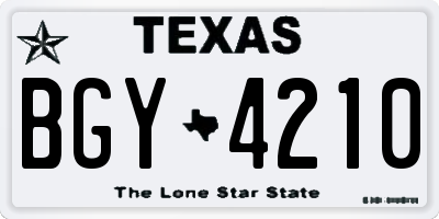 TX license plate BGY4210