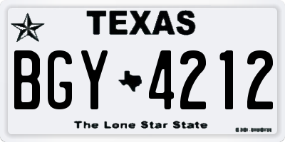 TX license plate BGY4212
