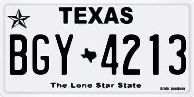 TX license plate BGY4213