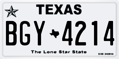 TX license plate BGY4214