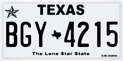 TX license plate BGY4215