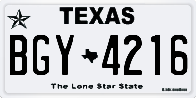 TX license plate BGY4216