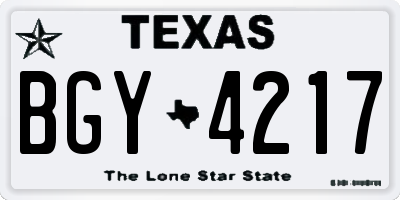 TX license plate BGY4217
