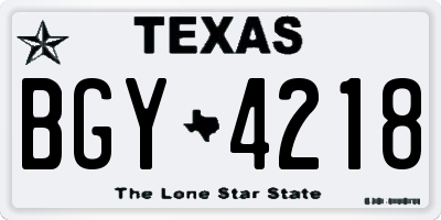 TX license plate BGY4218