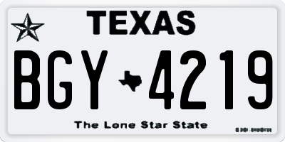 TX license plate BGY4219