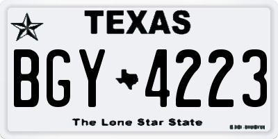 TX license plate BGY4223