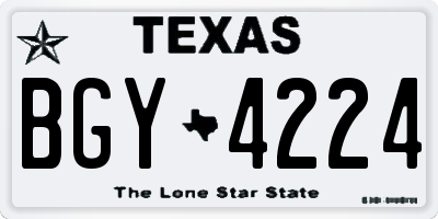 TX license plate BGY4224
