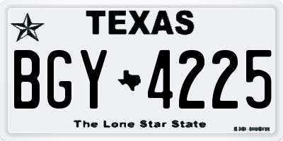 TX license plate BGY4225