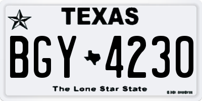 TX license plate BGY4230