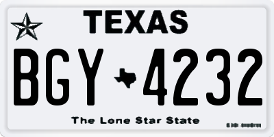 TX license plate BGY4232