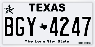 TX license plate BGY4247