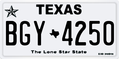 TX license plate BGY4250