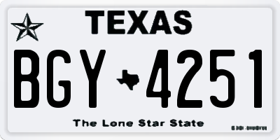 TX license plate BGY4251