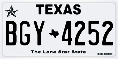 TX license plate BGY4252